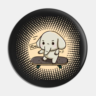 Cute Baby Elephant Skateboard Halftone Pin