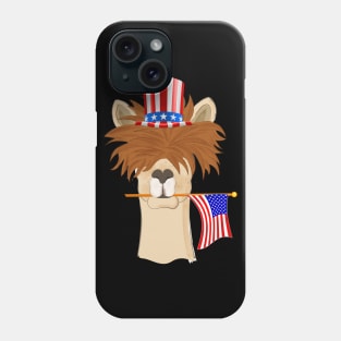 USA Patriotic llama American Flag July 4th Phone Case