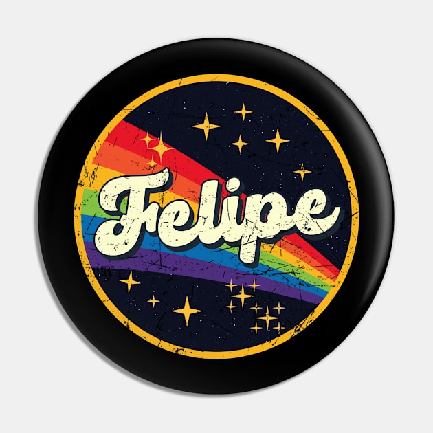 Felipe // Rainbow In Space Vintage Grunge-Style Pin by LMW Art