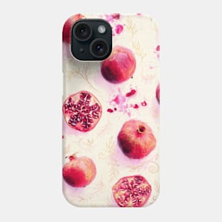 Painted Pomegranates with Gold Leaf Pattern Phone Case