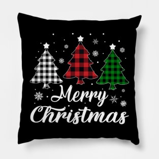Merry Christmas Tree Xmas Buffalo Plaid Pillow