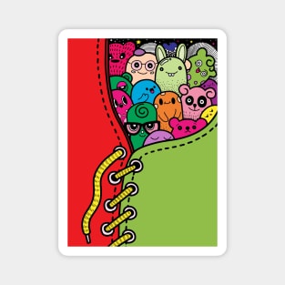 doodle monsters hiding in sneaker Magnet