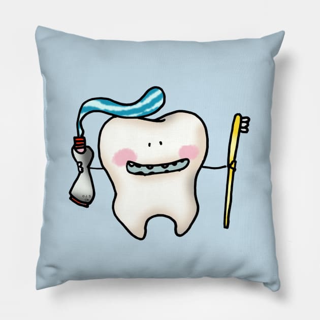 funny tooth cartoon Pillow by cartoonygifts