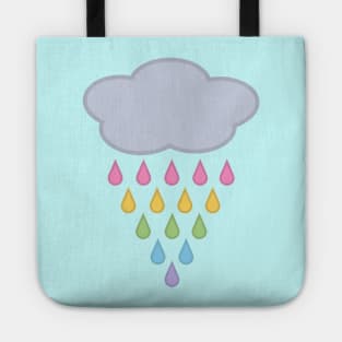 Raining Rainbow Rain Cloud in Blue Tote