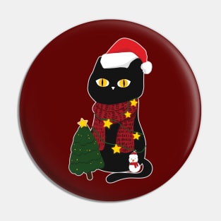 Cute Santa Santa Cat enjoy on Christmas Day Pin
