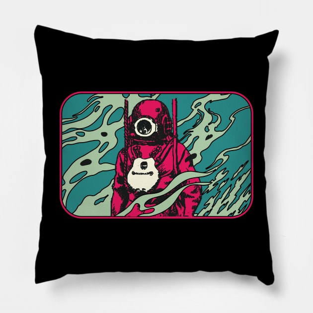 astronaut psychedelic Pillow by Stenau Artwerk