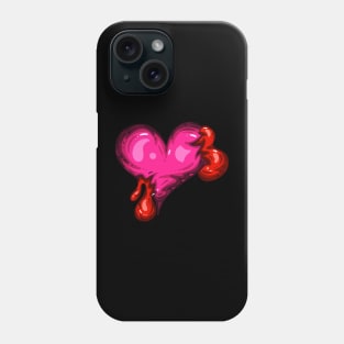 Pink Dead Zombie Heart Cartoon Illustration with Blood and for Valentines Day or Halloween Phone Case