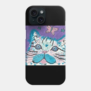 Abstract colorful cat face Phone Case