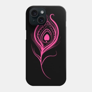 Peacock Bird Feather Picture Hot Pink Color Phone Case