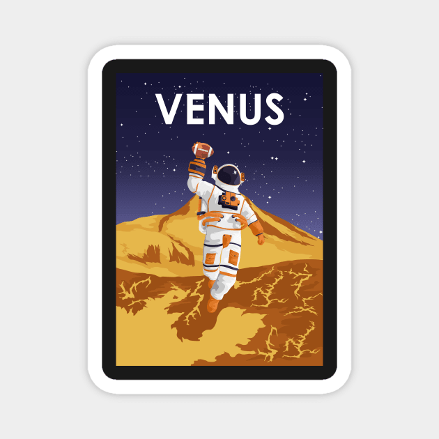 Venus Astronaut Vintage Football Astronaut Travel Poster Magnet by jornvanhezik