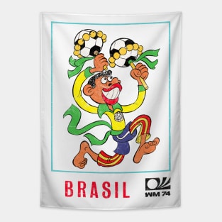 Brasil 74 / Vintage Faded-Style Football Design Tapestry