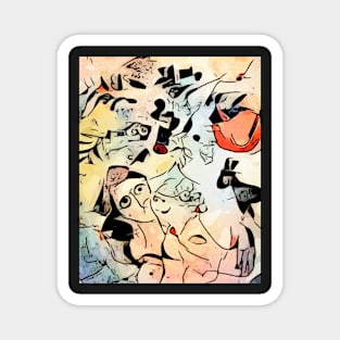 Miro meets Chagall (The Lovers Under the Red Sun) Magnet