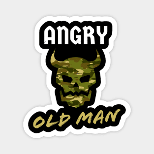 Angry Old Man Camouflage Skull Mens Magnet