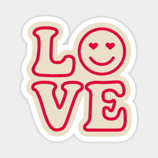 Retro 70's Love Sign with Happy Face Magnet