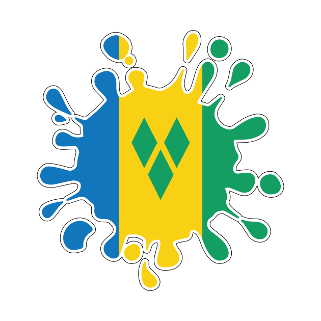 St Vincent and the Grenadines National Flag Paint Splash by IslandConcepts