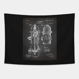 Fire Fighter Patent - Fire Hydrant Art - Black Chalkboard Tapestry