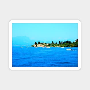 View at Punta San Vigilio (Lake Garda) with mountains in the background Magnet