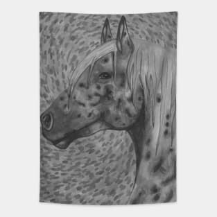 Black and white appaloosa horse Tapestry