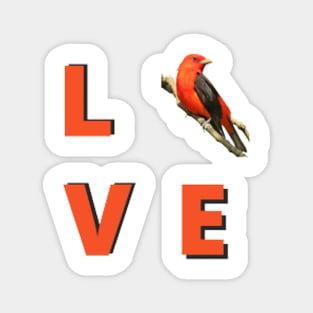Love birds design with Scarlet Tanager Magnet