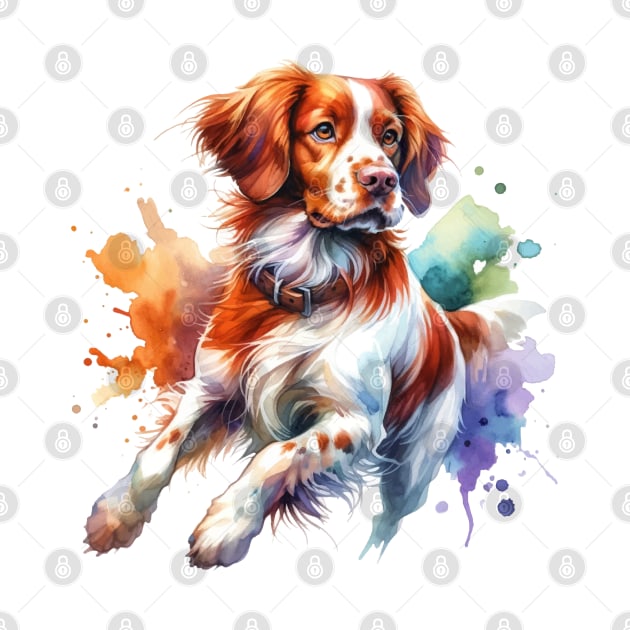 Brittany Watercolor Painting - Beautiful Dog by Edd Paint Something