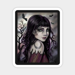 Crow Girl Digital Art Fantasy Woman by Molly Harrison Magnet