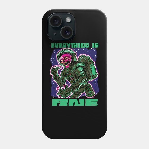 Everything is Fine Zombie Astronaut Phone Case by eShirtLabs