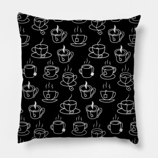 Tea lovers pattern in black and white Pillow