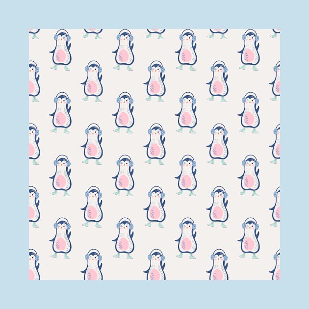 Christmas pattern with cute cartoon penguins by DanielK