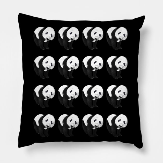 panda panda panda panda Pillow by Lin Watchorn 