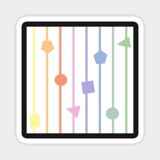 Geometric shapes, white and rainbow stripes - vertical narrow Magnet