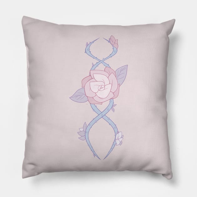 Pastel Rose Vine Pillow by miniyuna