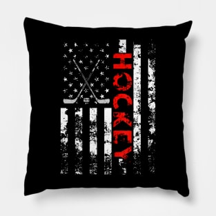 American Flag Hockey USA Patriotic Pillow