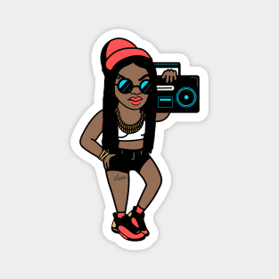 Cool Old School Fly Girl with Boombox Magnet