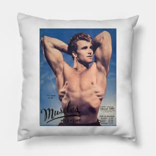 MUSCLES MAGAZINE feat Edmund Fury - Vintage Physique Muscle Male Model Magazine Cover Pillow