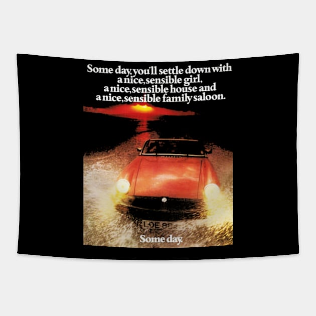 MGB - advert Tapestry by Throwback Motors