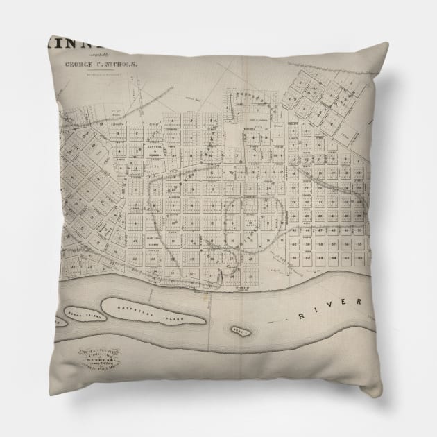 Vintage Map of St. Paul Minnesota (1860) Pillow by Bravuramedia