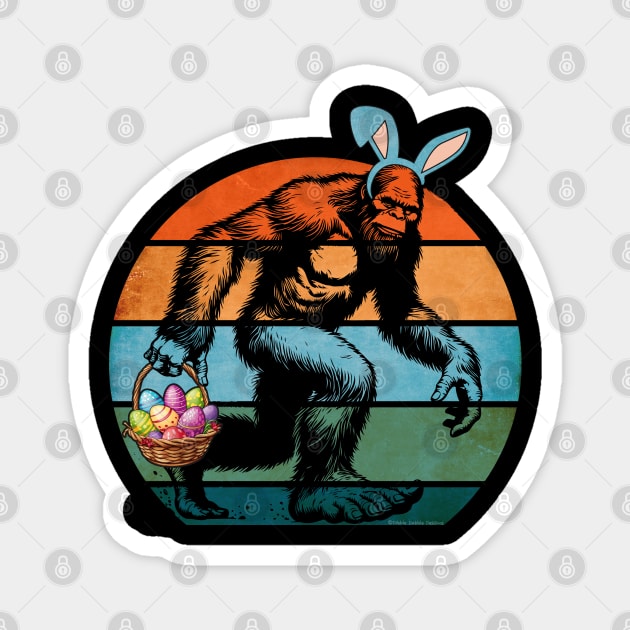 Funny Bigfoot with Easter Basket Bunny Ears Magnet by Dibble Dabble Designs