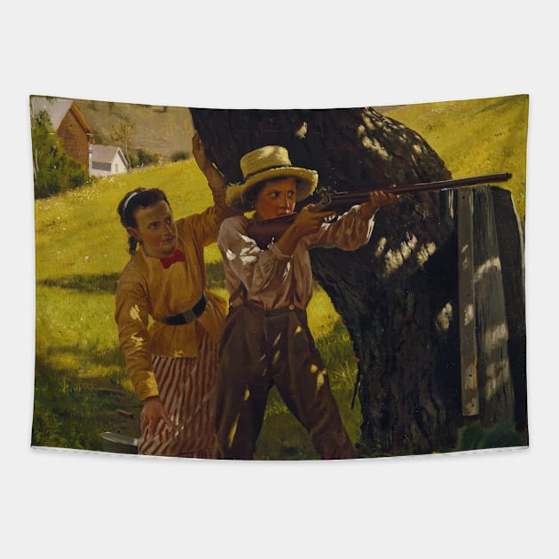 A Sure Shot by John George Brown Tapestry by Classic Art Stall