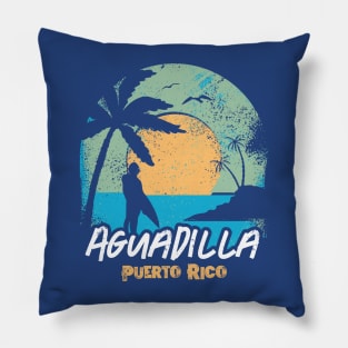 Retro Sunset Aguadilla Puerto Rico Surfing // Retro Beach Pillow