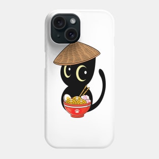 Funny Black Cat Eating Noodles Phone Case