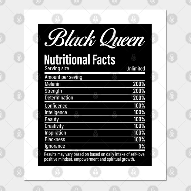 Black Queen Nutritional Facts Content Label Black History ...