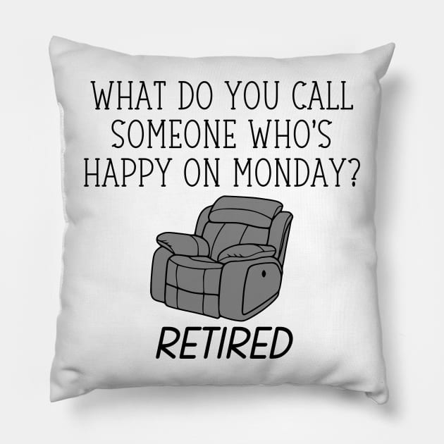 What Do You Call Someone Who's Happy On Monday? Retired Pillow by KayBee Gift Shop