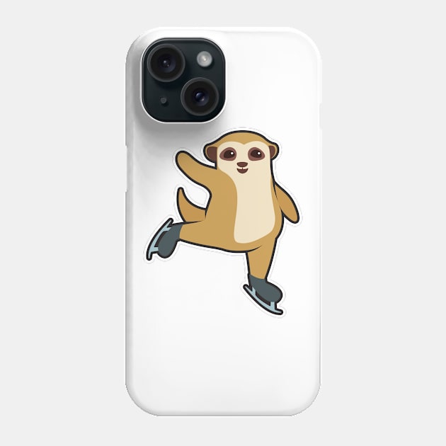 Meerkat at Ice skating with Ice skates Phone Case by Markus Schnabel