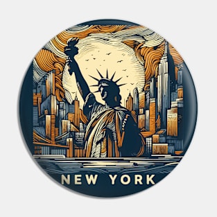 The Statue of liberty New York Abstract Cityscape Pin