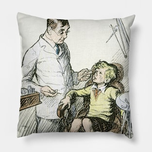 Vintage Science and Medicine, Dentist with a Boy in the Chair Pillow