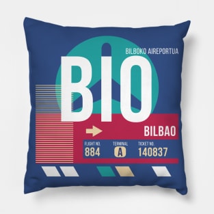 Bilbao, Spain (BIO) Airport Code Baggage Tag Pillow