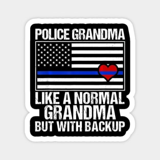 Police Grandma Blue Line Flag Heart Magnet