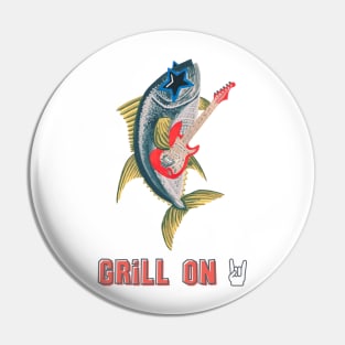 "Grill On" Tuna fish with guitar Pin