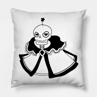 Skeleton wearing a cloak in black Pillow