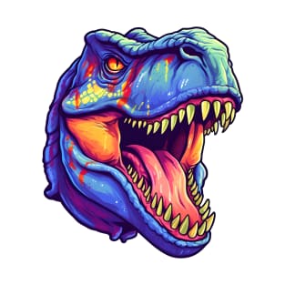 Angry colorful blue T-rex head T-Shirt